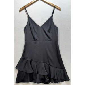 Express Women's Cami Satin Flare Mini Dress Sleeveless Size M Black Lightweight